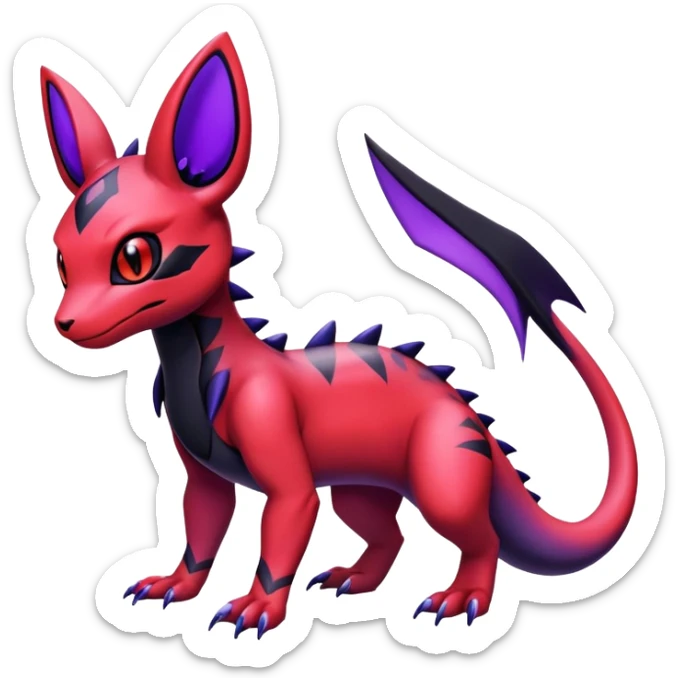 Cute Exotic Colorful Guilmon-Salandit-Umbreon-Fakémon-hybrid-creature (full body)  sticker