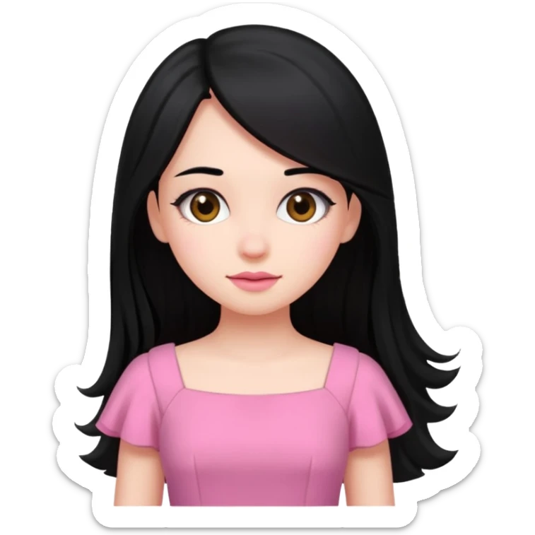 Long black hair girl wearing a dress being a girly girl  sticker