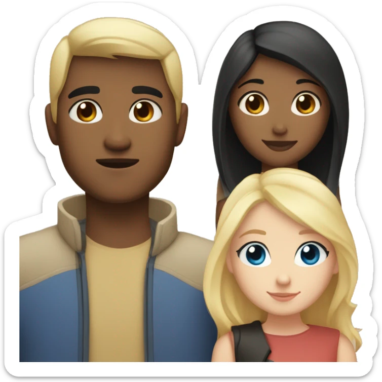 Girl with blue eyes and blonde hair and Filipino man with black hair and light brown skin in love sticker