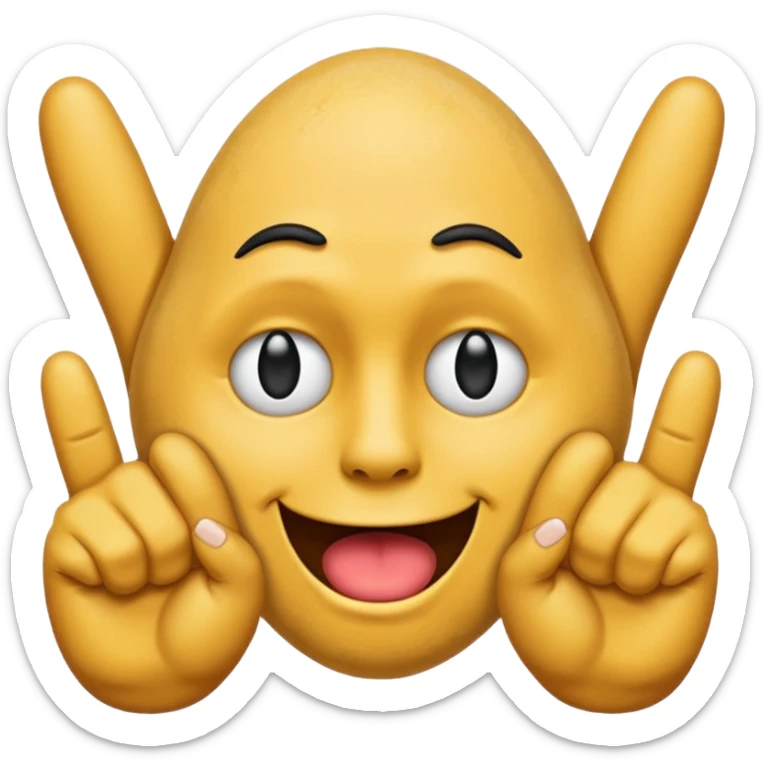 Do the drool face emoji with two ear emojis in front of it facing each other inward then have the rock star fingers emoji flipped upside down facing back in the middle of the emoji  sticker