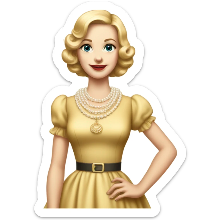 White girl dress stepford wife full length with pearl necklace  sticker