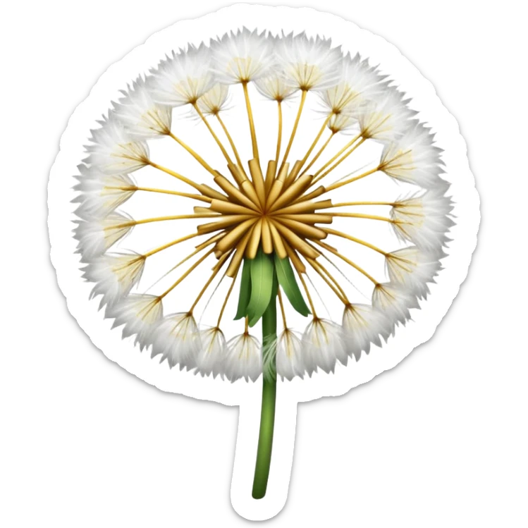 Dandelion flower emoji for bio in white colour more feathers looks realistic  sticker
