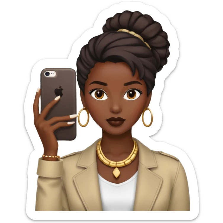 Stylish African woman with trendy clothes, fashionable hairstyle, and modern accessories sticker