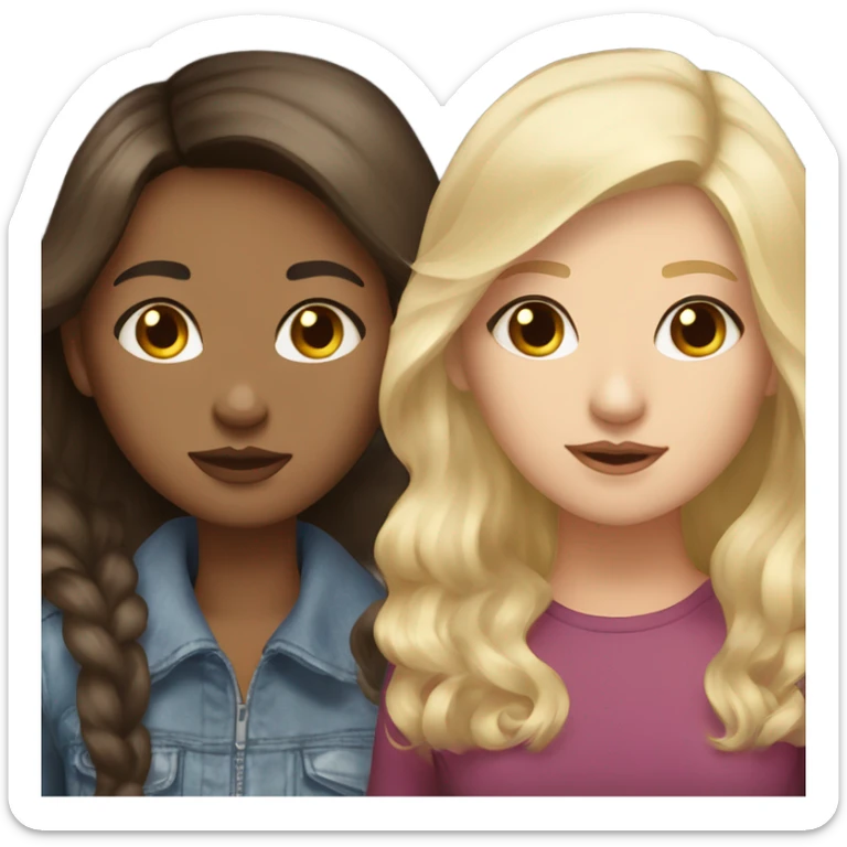  Rusian Brunette hair girl and a blonde haired bestie  sticker