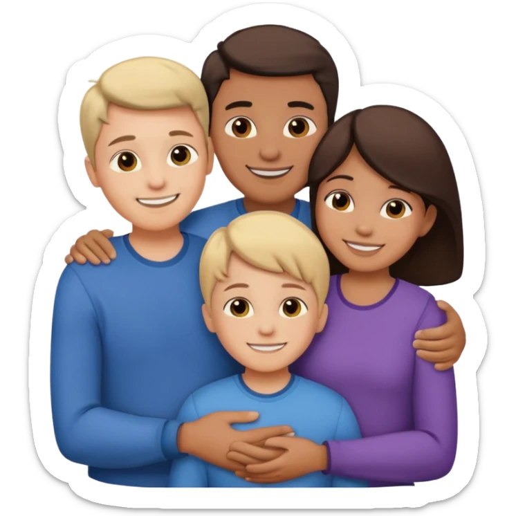 family of 5 hugging each other. including parents, sister and youngest brother sticker