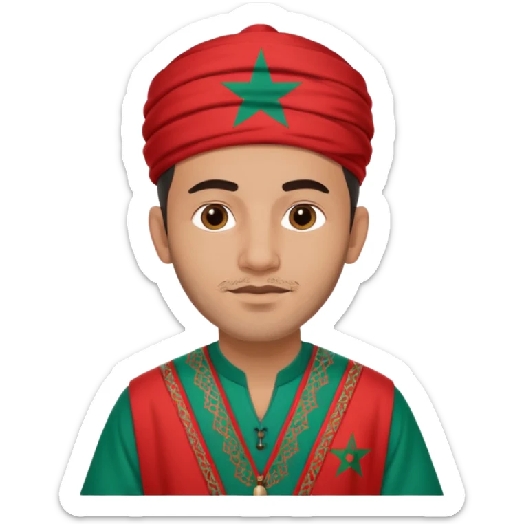 Un homme avk le drapeau Du Maroc sur le dos et qui est normal sans rien sur lui sticker