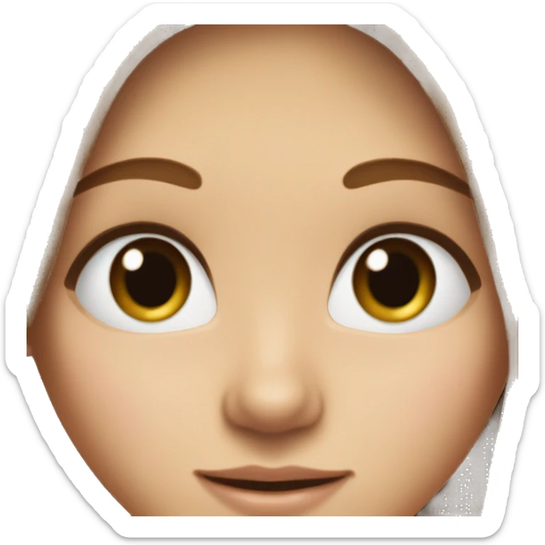 A girl with brown long straight hair thats parted in the middle, she’s light skinned and she has long eyelashes and blue eyes. Her nose is small and her lips are pretty. sticker