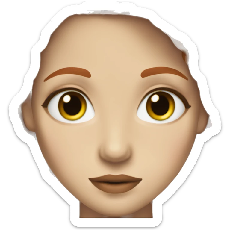 whyoung woman central green eyes small nose redhead long hair layers freckles brown lipstick sticker