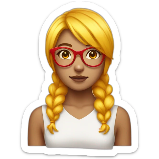 girl with yellow hair, red glasses, cat ear, idol costume sticker