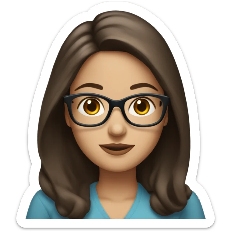 "blue eyes" woman with glasses and medium length brunette hair halding a book sticker