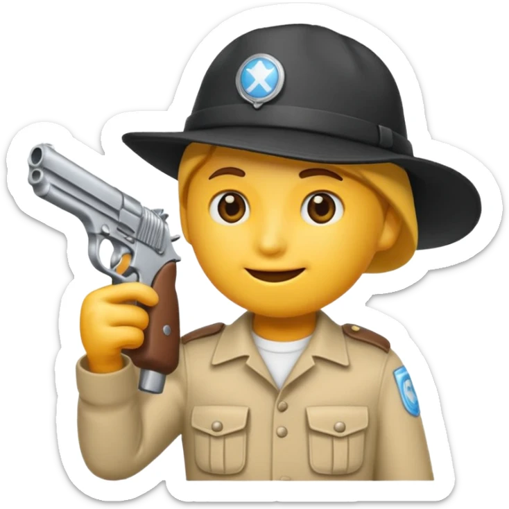 As un emoji blanco con una gorra y una garrafón un pistola y que tenga acepto gánster sticker