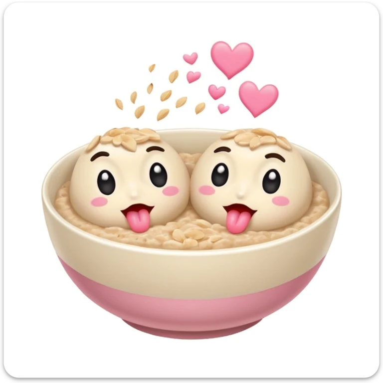 two bowls of oatmeal with tongues on the bowl that are kissing  sticker