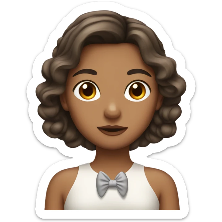 Girl with hush cut brunette with a bow on her hair sticker