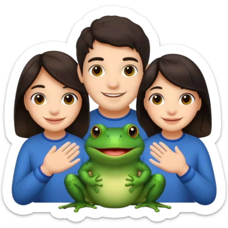 Bufo with two best friends one a girl dark hair other man dark hair no as frogs sticker