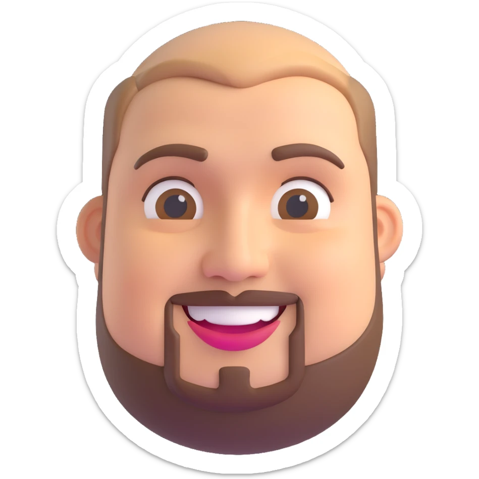 chubby Lebanese man with a goatee and short hair, smiling, 3D emoji style sticker