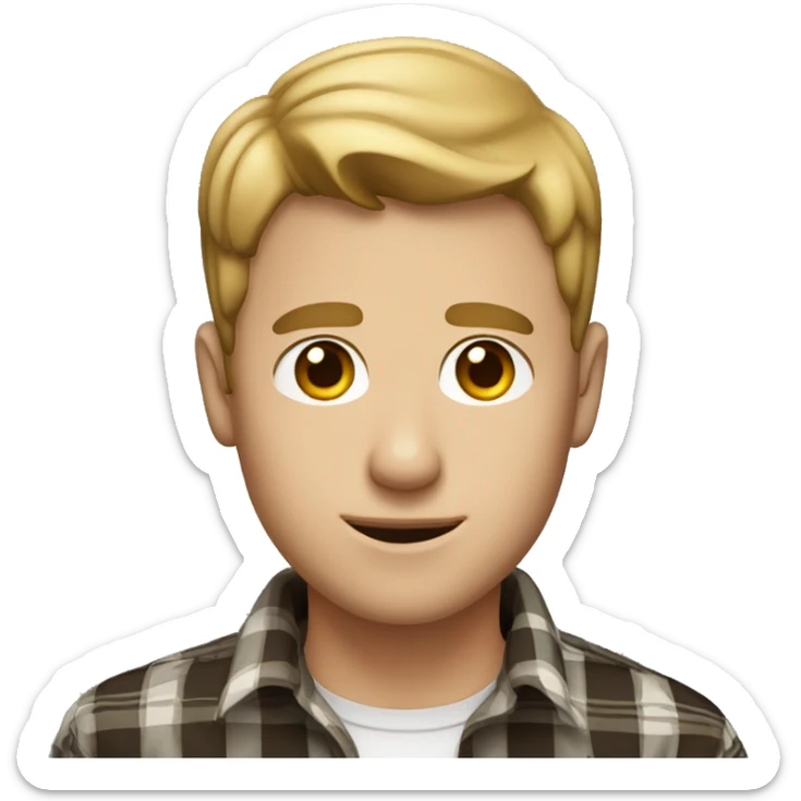 Short hair Dark blond man with hazel eyes in a plaid shirt  sticker