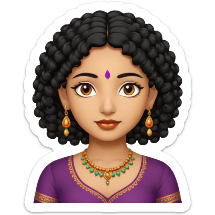 Indian fat girl south Indian curly short black hair tan sticker