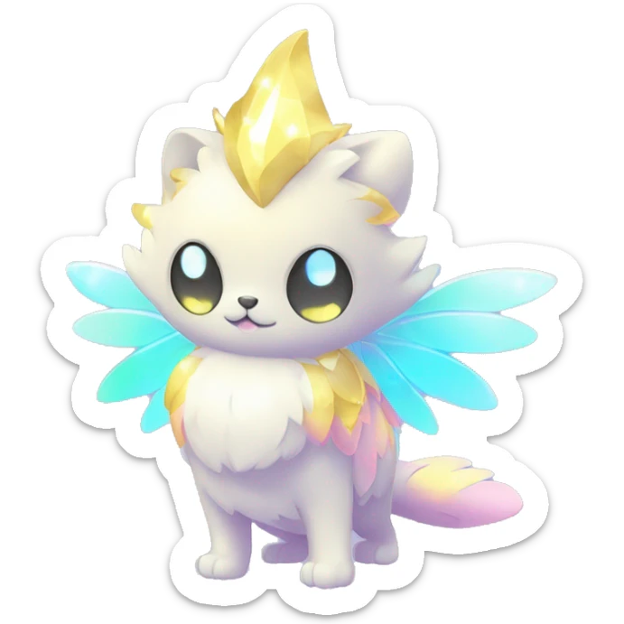 Shiny Shy Cool Sparkly Colorful Pastel beautiful fantasy Kawaii Ethereal Sona Fakemon-animal Full Body sticker
