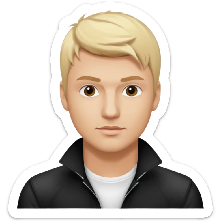 Nick Carter from Backstreet Boys with blonde hair, white outfit sticker