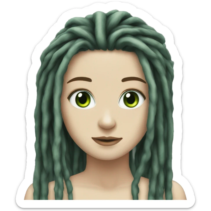GF white skin green eyes black dreadlocks sticker