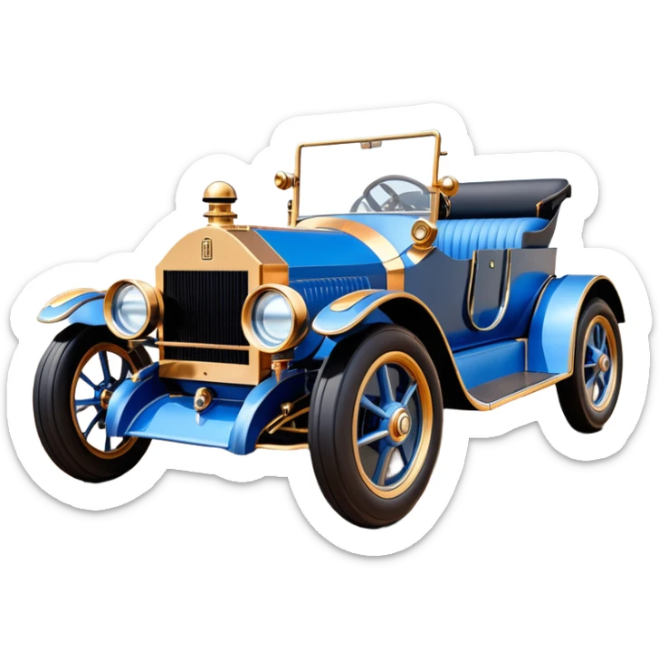  tarnished blue led C-3PO ghost buster 1927 delicately inlaid rosegold wood barrel accents Model-T bucket Rolls Royce efficiently powered by futuristic electric motors and batteries racing wheels while flying rapidly roughening terrain stable on strong agile advanced suspension and steering sticker