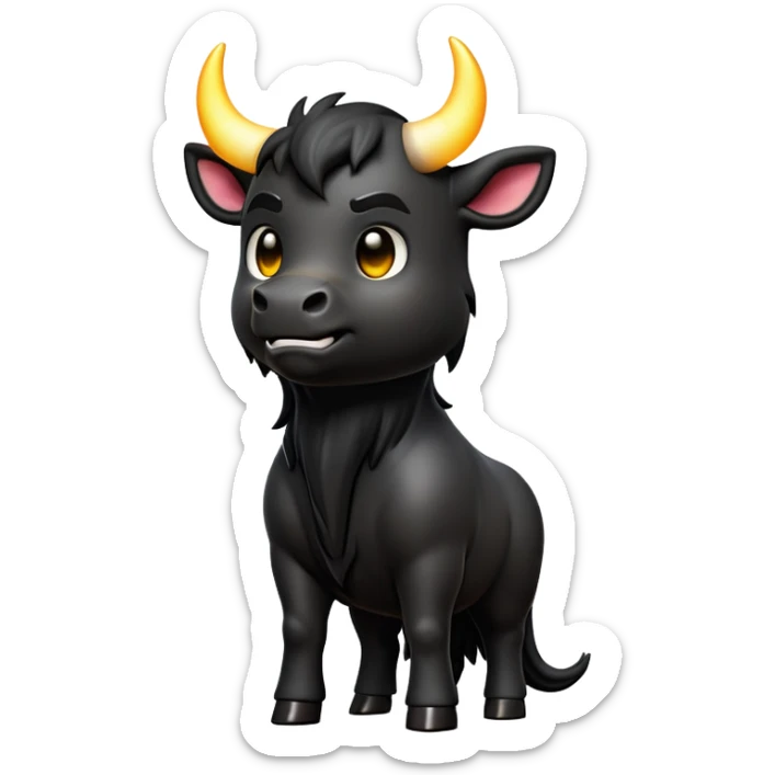 cinematic-[black bull]-realistic-full-body-standing-emoji,-tail-flicking-lazily,-head-tilted-dramatically,-sleek-[black]-fur,-simplified-yet-realistic-focused-features,-highly-detailed,-glowing-with-an-almost-sarcastic-glow sticker