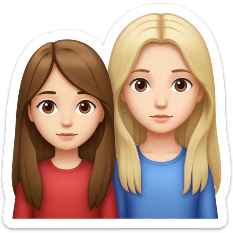 A girl with medium-length hair and a girl with long hair stand side by side sticker
