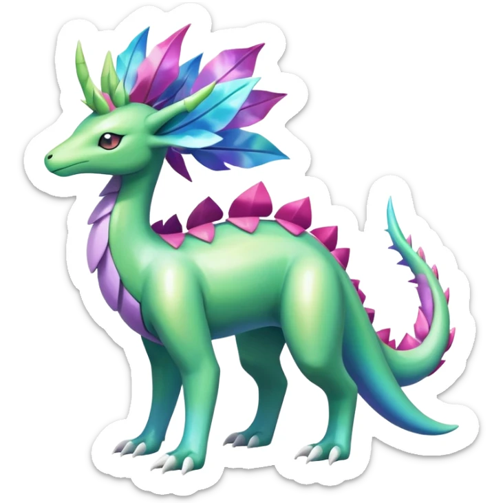 Shiny Colorful Iridescent Meganium-Amaura-Suicune-fakemon (full body) sticker
