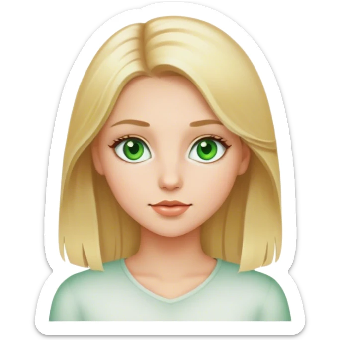 Most beautiful blonde hair girl with perfect green eyes sticker
