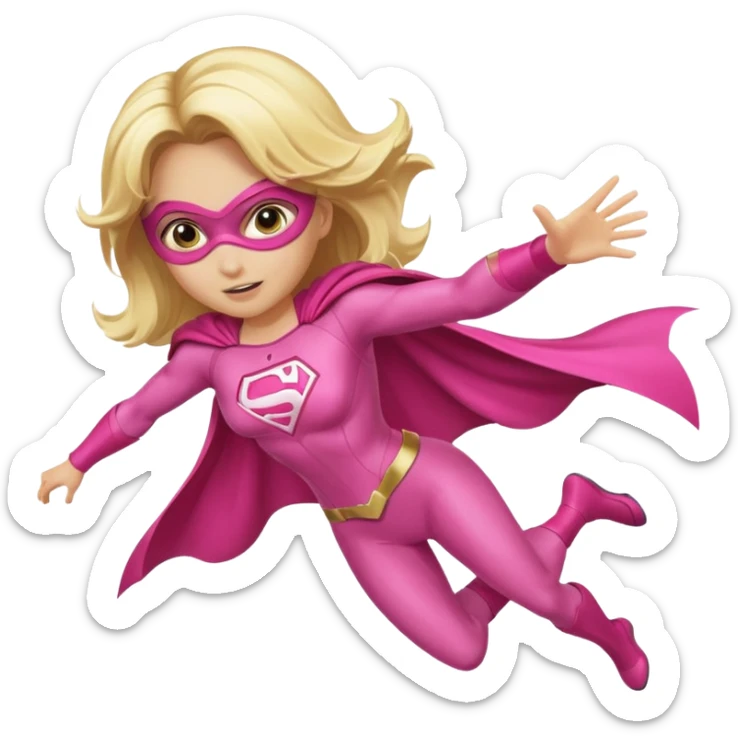 superhero girl with blonde hair and pink outfit flying sticker