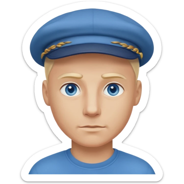 Homme fort blond chauve casquette yeux bleu sticker