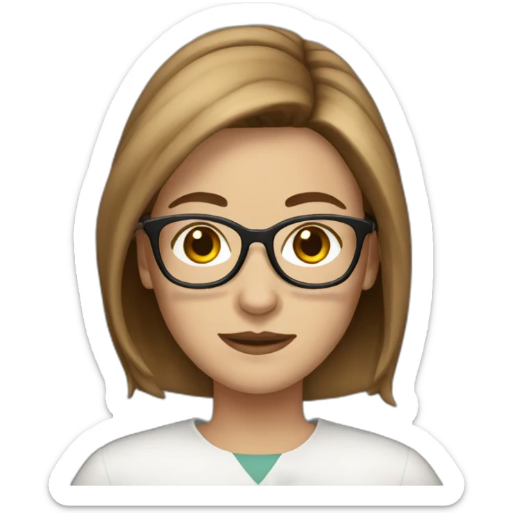 white woman with brown hair and glasses sticker