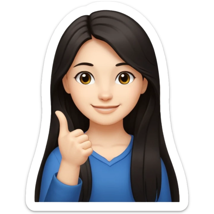 girl with dark long hair Hand with Index Finger and Thumb Crossed sticker