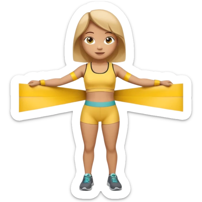 A 3D cartoon person measuring their waist with a yellow tape, casual fitness outfit, Memoji-style realism. sticker