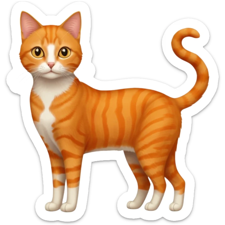 full body orange domestic shorthair slim cat with yellow/orange eyes  sticker