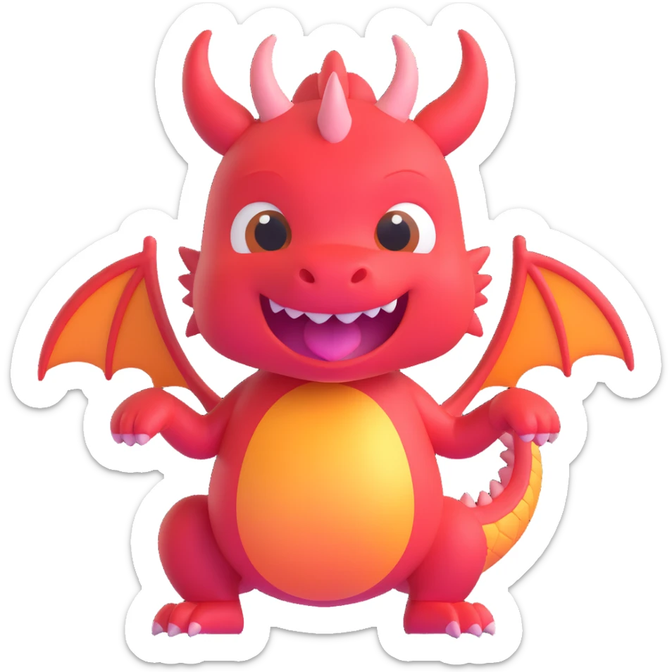 face of a cute fitness dragon coach, 3D emoji style, playful expression, blushing cheeks sticker