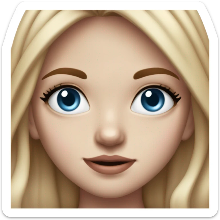 Realistic image of a young white girl, long Burgundy hair, simple black eyeliner, blue eyes, small lips, braces, nose piercing and rosy cheeks  sticker