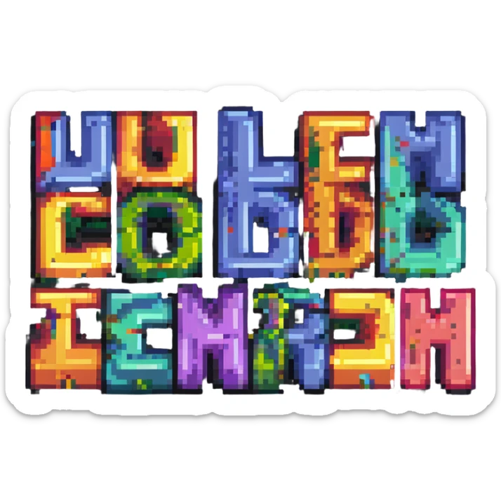 the phrase 'tralalero tralala' in playful pixel art style, colorful blocky letters, fun musical vibe sticker