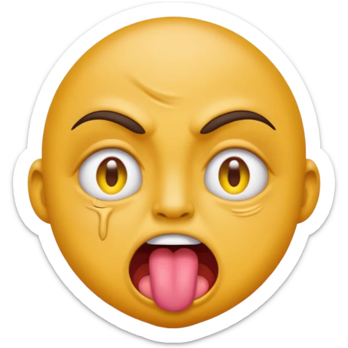 ugly pleading with eyes yellow emoticon🥺👀 emoji with tongue out sticker