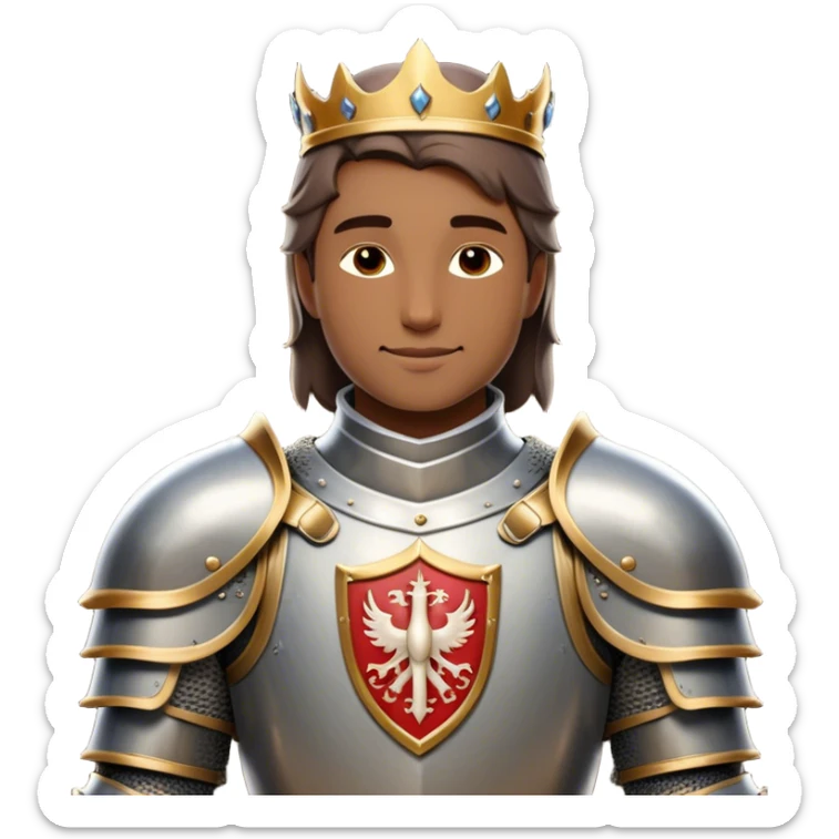 Clash of Clans aesthetic: Beautiful and Majestic Knight Portrait Emoji, Rendered in serene valor with a gentle, confident smile and regal bearing, showcasing a refined, elegantly armored form with polished heraldic accents and softly closed eyes in natural skin tone, Simplified yet exquisitely endearing features, highly detailed, glowing with a soft, majestic light, high shine, calm and heroic, stylized with an air of timeless chivalric grace, soft glowing outline, capturing the essence of a majestic knight whose noble spirit inspires epic quests! sticker