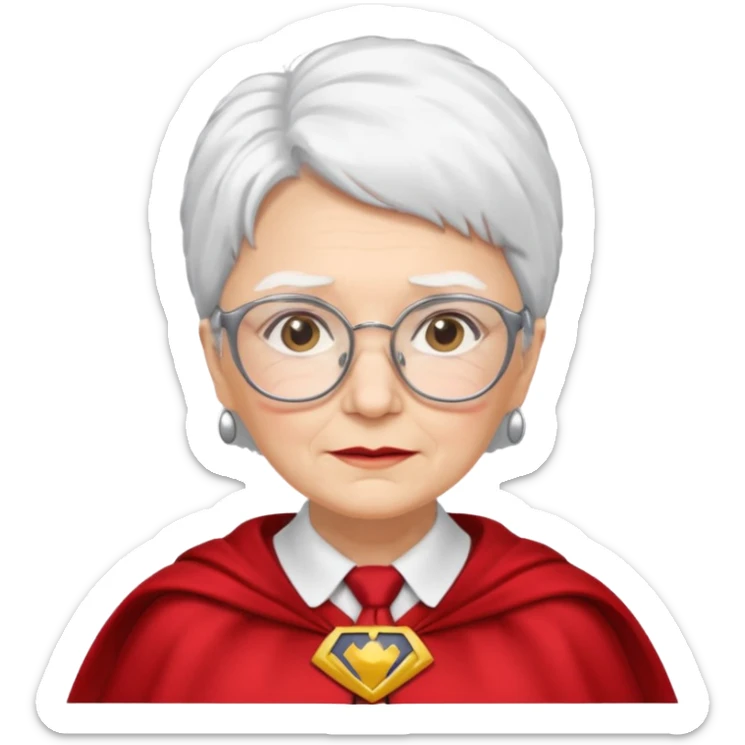 An older woman with glasses and white hair, in a red tie and cape (might resemble Professor McGonagall). sticker