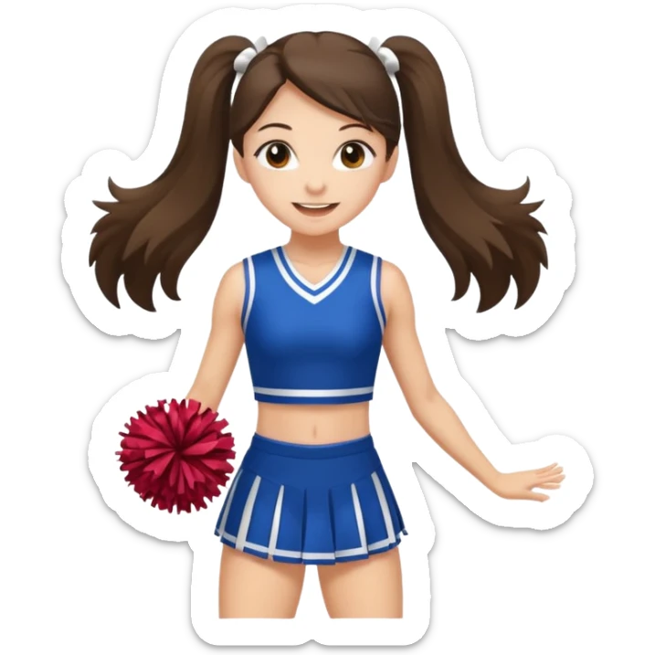 skinny white happy long haired brunette girl cheerleader sticker