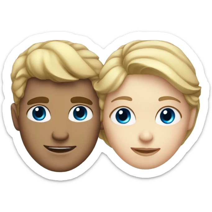 blonde guy with blue eyes and girl with brown hair and eyes sticker