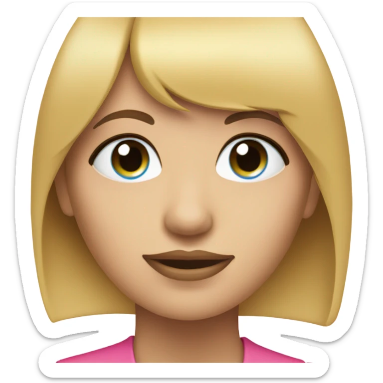 a pink coin that’s all pink but it has a blond woman with bangs on the coin and she has blue eyes and big lips  sticker