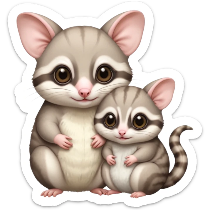 Fat and cute Japanese sugar glider  white. A mom anda a baby one very fat and cute sticker