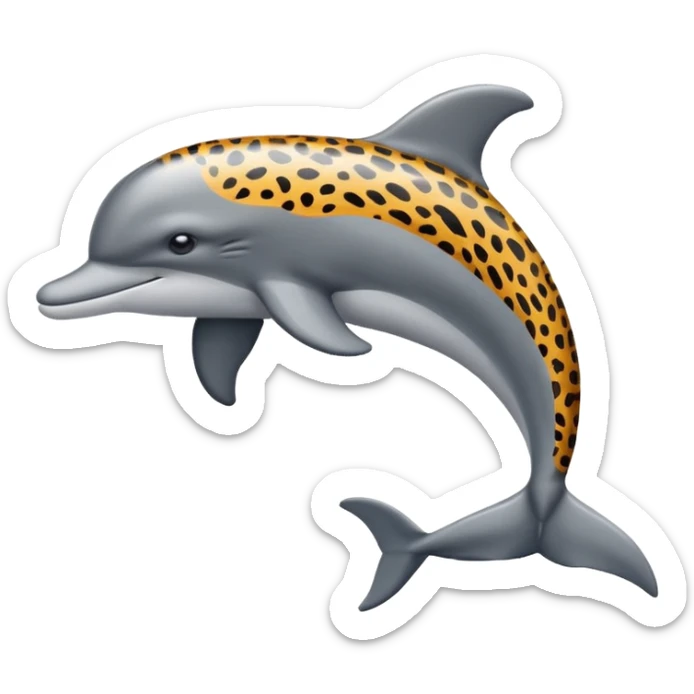 the dolphin emoji, but instead of blue skin it has leopard skin on the whole body (no blue anymore) and only one fin on the back like normal dolphins sticker