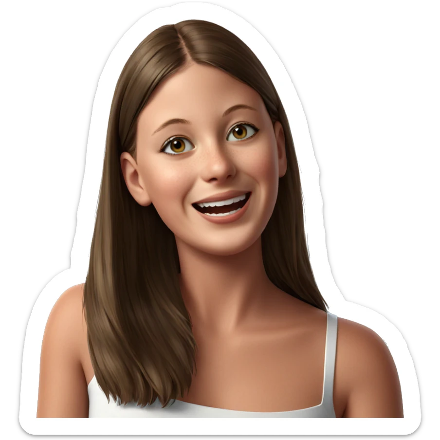 smiling girl with brown hair sticker