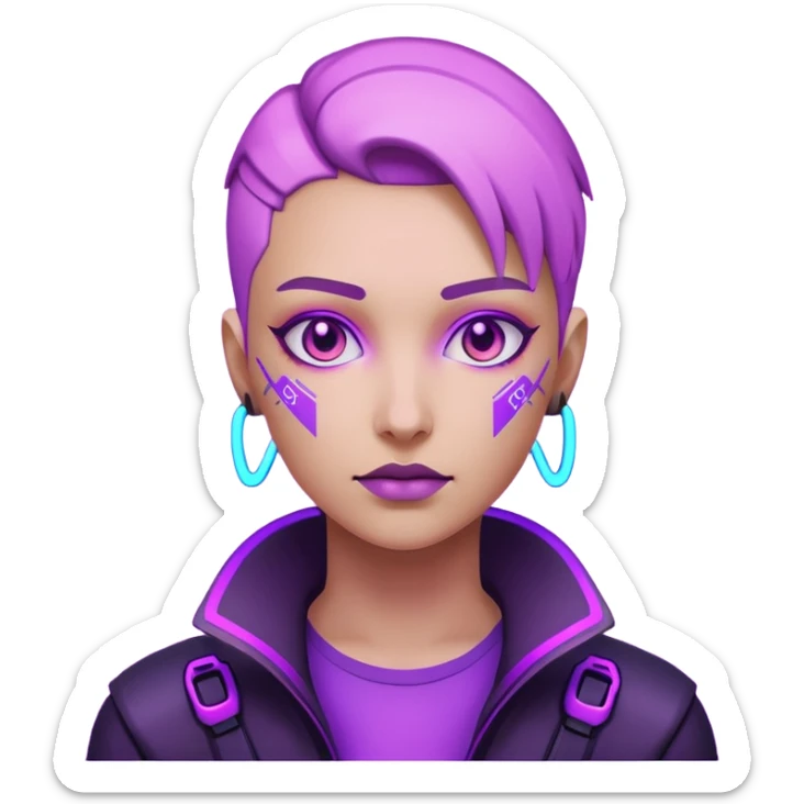 neutre gender neon cyberpunk light purple, I don't want you to use props, não utilizar óculos sticker