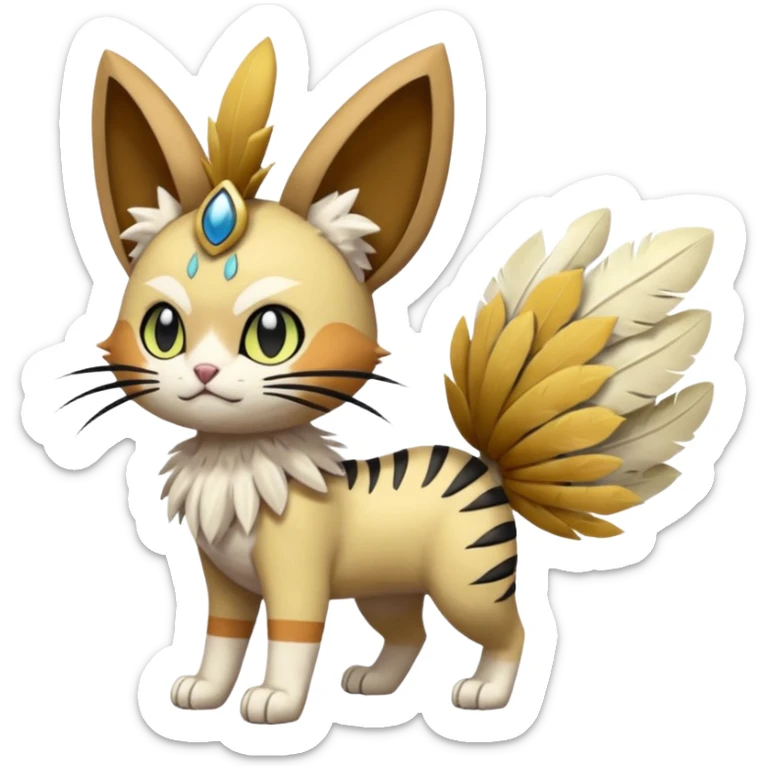 Meloetta-Meowth-Gatomon-Trico-Pokémon-Digimon-Fakémon-fusion-hybrid-creature sticker