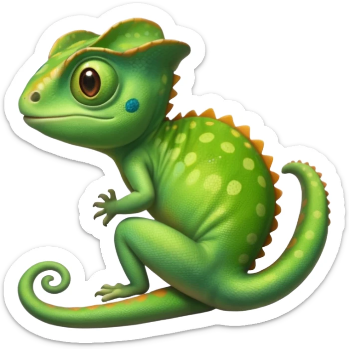 Emoji de camaleón, que sea bonito, tierno y único para compartir con mi pareja, entonces que sea único, que sea parecido al camaleón de la película de rapumcel de Disney  sticker